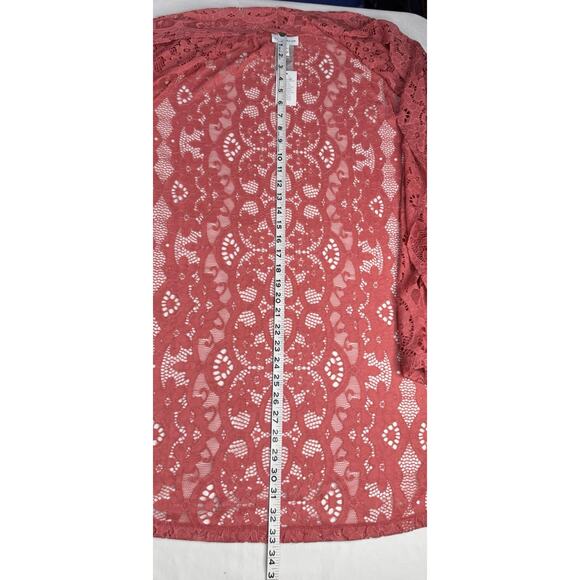 Susan Graver XL Dark Rose Stretch Lace Open Cardigan and Tank Set - Picture 11 of 16
